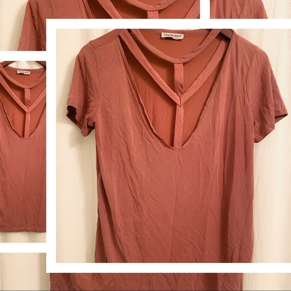 Fashion Nova - cut out shirt - pink